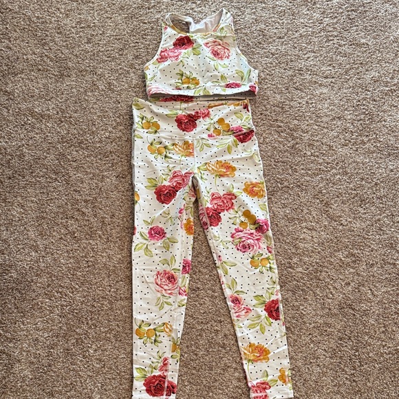 Mono B Pants - Mono B Floral Print Sports Bra and Leggings Set